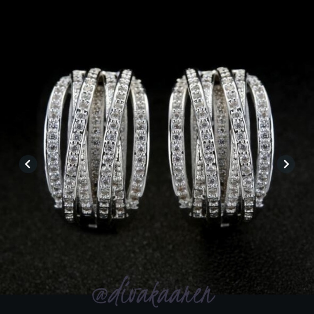 SALE! Sterling Silver Lab created White Sapphire Earring